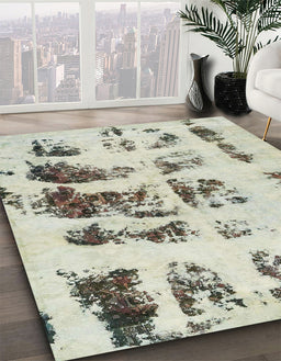 Machine Washable Abstract Tan Brown Gold Rug in a Family Room, wshabs5611