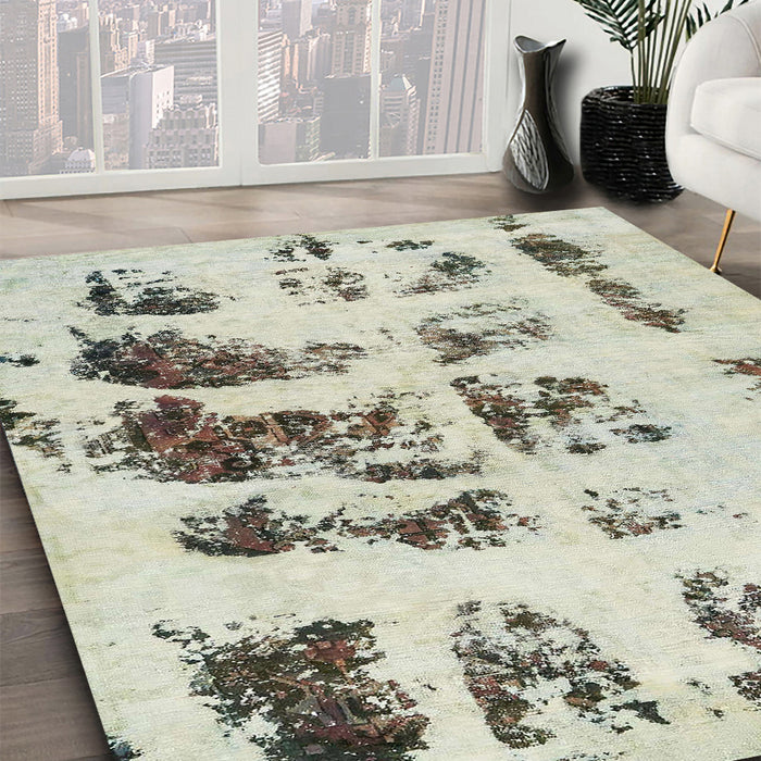 Machine Washable Abstract Tan Brown Gold Rug in a Family Room, wshabs5611
