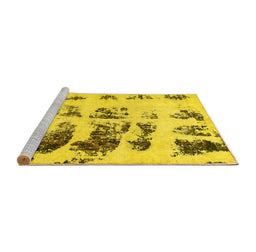Sideview of Machine Washable Abstract Yellow Modern Rug, wshabs5611yw