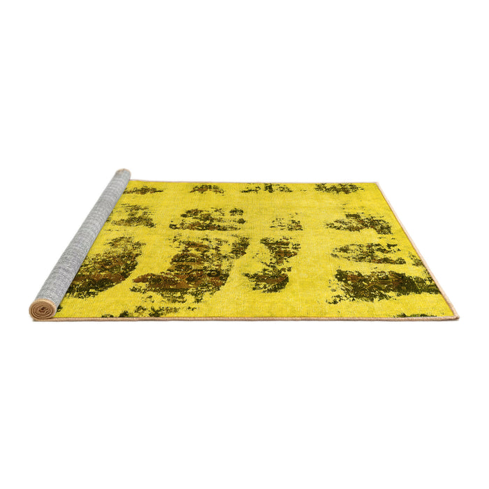 Sideview of Machine Washable Abstract Yellow Modern Rug, wshabs5611yw