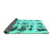 Sideview of Abstract Turquoise Modern Rug, abs5611turq