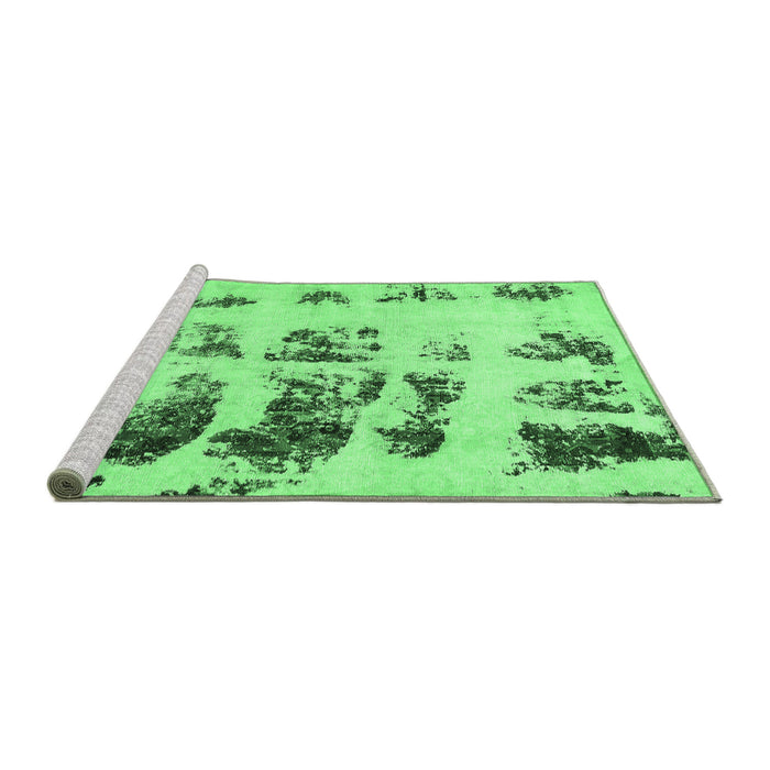 Sideview of Machine Washable Abstract Emerald Green Modern Area Rugs, wshabs5611emgrn