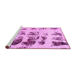 Sideview of Machine Washable Abstract Pink Modern Rug, wshabs5611pnk