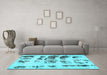 Machine Washable Abstract Light Blue Modern Rug in a Living Room, wshabs5611lblu