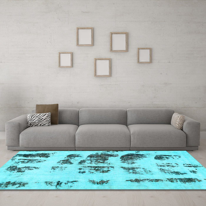 Machine Washable Abstract Light Blue Modern Rug in a Living Room, wshabs5611lblu