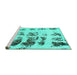 Sideview of Machine Washable Abstract Turquoise Modern Area Rugs, wshabs5611turq