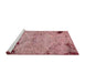 Sideview of Machine Washable Abstract Pastel Pink Rug, wshabs5612