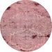Round Machine Washable Abstract Pastel Pink Rug, wshabs5612