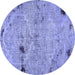 Round Patchwork Blue Transitional Rug, abs5612blu