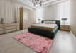 Abstract Pastel Pink Patchwork Rug in a Bedroom, abs5612