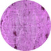 Round Patchwork Purple Transitional Rug, abs5612pur