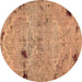 Round Patchwork Brown Transitional Rug, abs5612brn