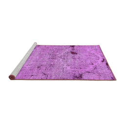 Sideview of Machine Washable Patchwork Purple Transitional Area Rugs, wshabs5612pur