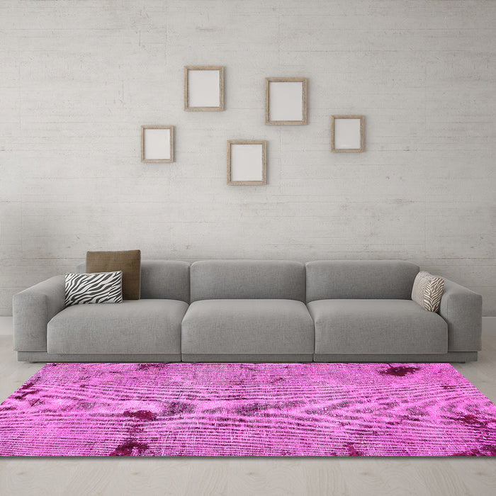 Machine Washable Patchwork Pink Transitional Rug in a Living Room, wshabs5612pnk