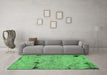 Machine Washable Patchwork Emerald Green Transitional Area Rugs in a Living Room,, wshabs5612emgrn