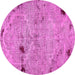 Round Patchwork Pink Transitional Rug, abs5612pnk