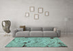 Machine Washable Patchwork Turquoise Transitional Area Rugs in a Living Room,, wshabs5612turq