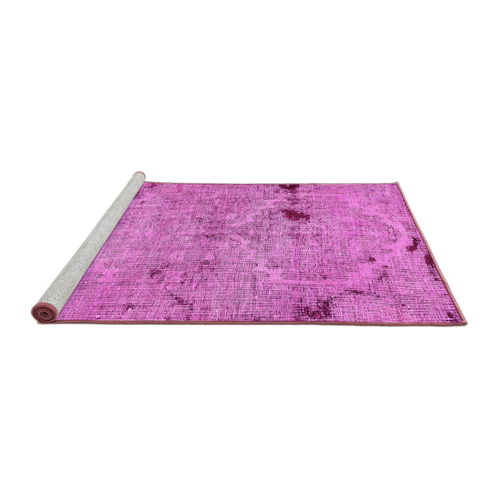 Sideview of Machine Washable Patchwork Pink Transitional Rug, wshabs5612pnk