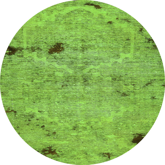 Round Patchwork Green Transitional Rug, abs5612grn