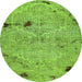 Round Patchwork Green Transitional Rug, abs5612grn