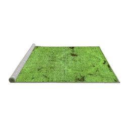 Sideview of Machine Washable Patchwork Green Transitional Area Rugs, wshabs5612grn