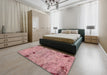 Machine Washable Abstract Pastel Pink Rug in a Bedroom, wshabs5612
