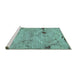 Sideview of Machine Washable Patchwork Turquoise Transitional Area Rugs, wshabs5612turq