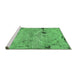 Sideview of Machine Washable Patchwork Emerald Green Transitional Area Rugs, wshabs5612emgrn