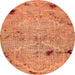 Round Patchwork Orange Transitional Rug, abs5612org