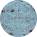 Round Patchwork Light Blue Transitional Rug, abs5612lblu