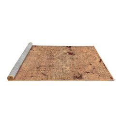 Sideview of Machine Washable Patchwork Brown Transitional Rug, wshabs5612brn