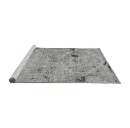 Sideview of Machine Washable Patchwork Gray Transitional Rug, wshabs5612gry