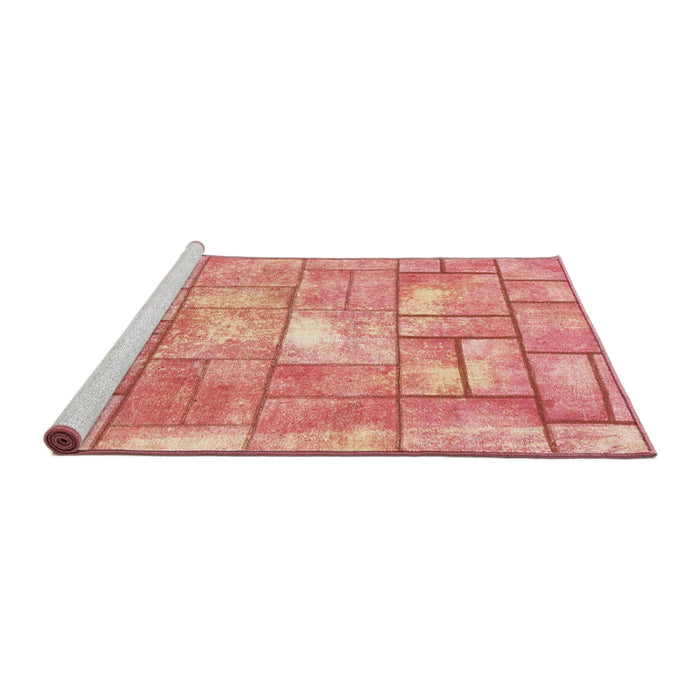 Sideview of Machine Washable Abstract Light Salmon Pink Rug, wshabs5613