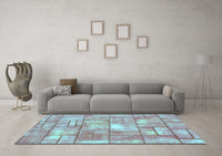 Machine Washable Abstract Light Blue Modern Rug, wshabs5613lblu