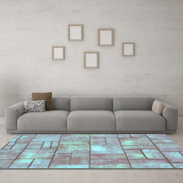 Machine Washable Abstract Light Blue Modern Rug in a Living Room, wshabs5613lblu