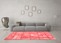 Machine Washable Abstract Red Modern Rug, wshabs5613red