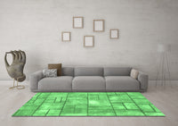 Machine Washable Abstract Emerald Green Modern Rug, wshabs5613emgrn