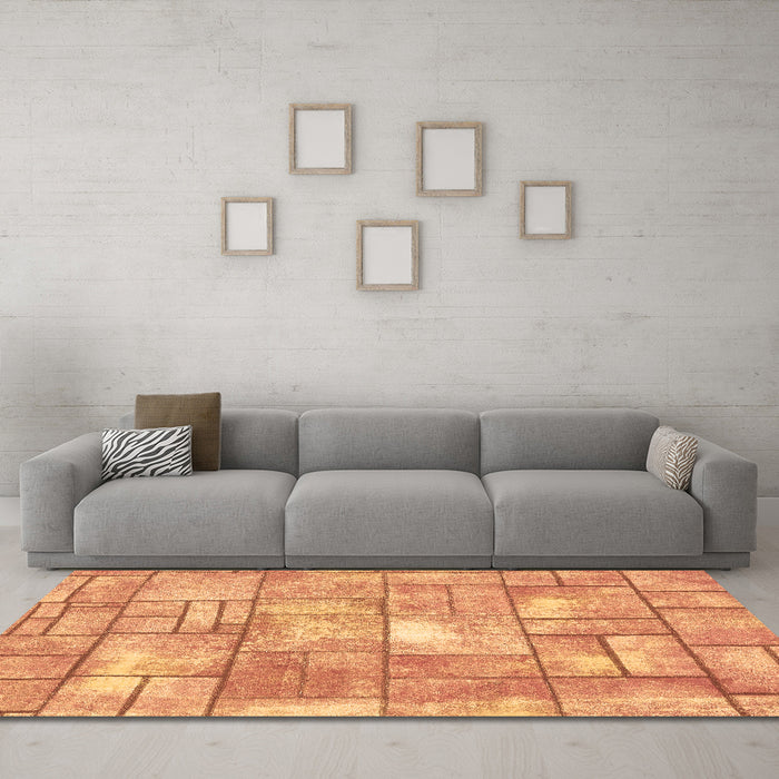 Machine Washable Abstract Brown Modern Rug in a Living Room,, wshabs5613brn