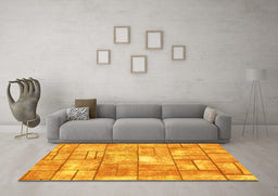 Machine Washable Abstract Yellow Modern Rug in a Living Room, wshabs5613yw