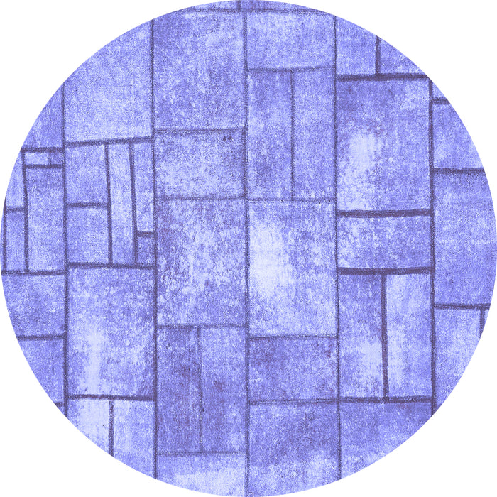 Round Abstract Blue Modern Rug, abs5613blu