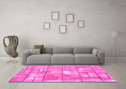 Machine Washable Abstract Pink Modern Rug in a Living Room, wshabs5613pnk