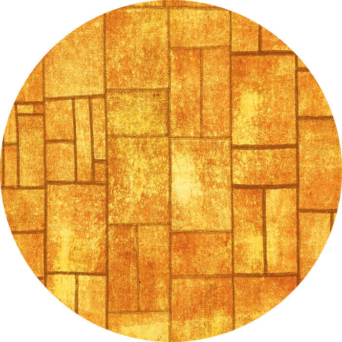 Round Machine Washable Abstract Yellow Modern Rug, wshabs5613yw