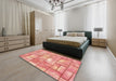 Machine Washable Abstract Light Salmon Pink Rug in a Bedroom, wshabs5613