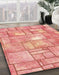 Machine Washable Abstract Light Salmon Pink Rug in a Family Room, wshabs5613