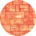 Round Abstract Orange Modern Rug, abs5613org