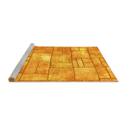 Sideview of Machine Washable Abstract Yellow Modern Rug, wshabs5613yw