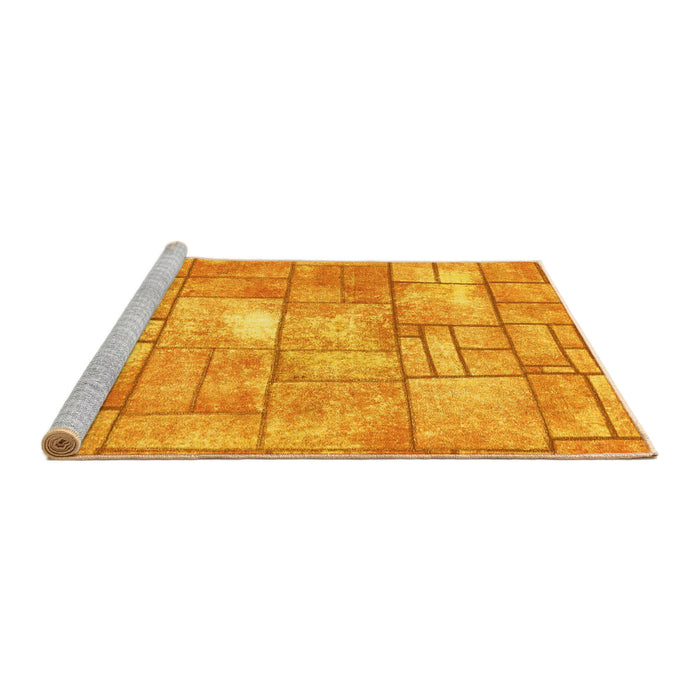 Sideview of Machine Washable Abstract Yellow Modern Rug, wshabs5613yw