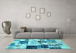 Machine Washable Patchwork Light Blue Transitional Rug in a Living Room, wshabs5614lblu