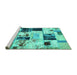 Sideview of Machine Washable Patchwork Turquoise Transitional Area Rugs, wshabs5614turq