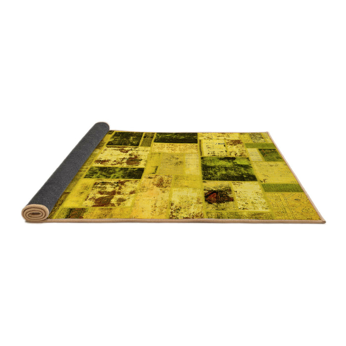 Sideview of Patchwork Yellow Transitional Rug, abs5614yw